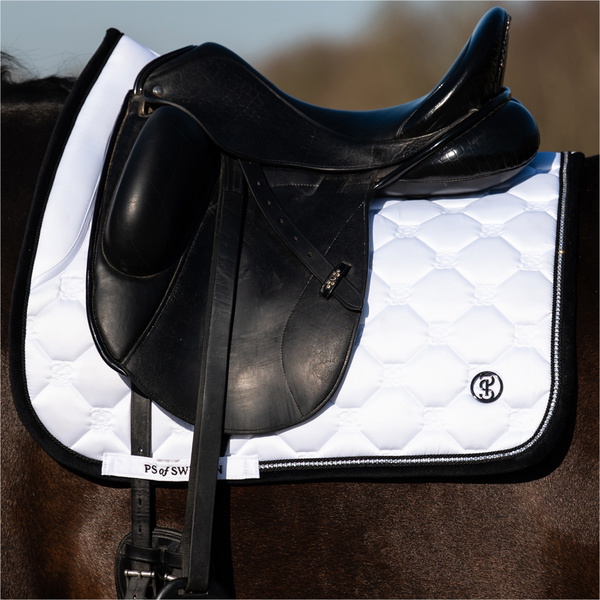2025 PS of Sweden Vintage Monogram Dressage Saddle Pad 1110-120-090 - White / Black